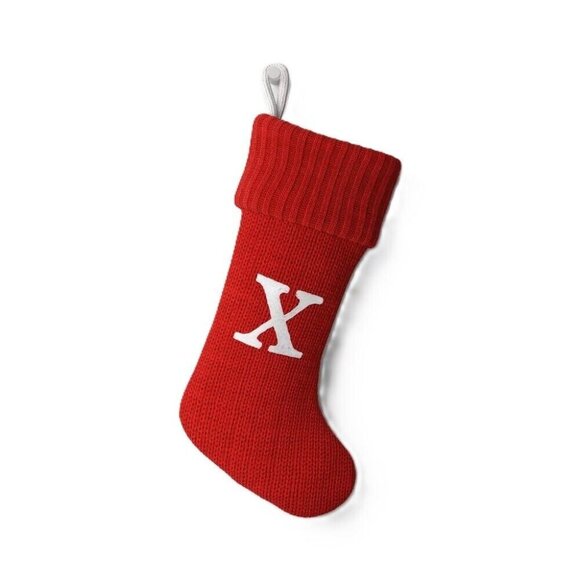Wondershop Letter X White Monogram Full Size Red Knit Christmas Stocking - Picture 1 of 5
